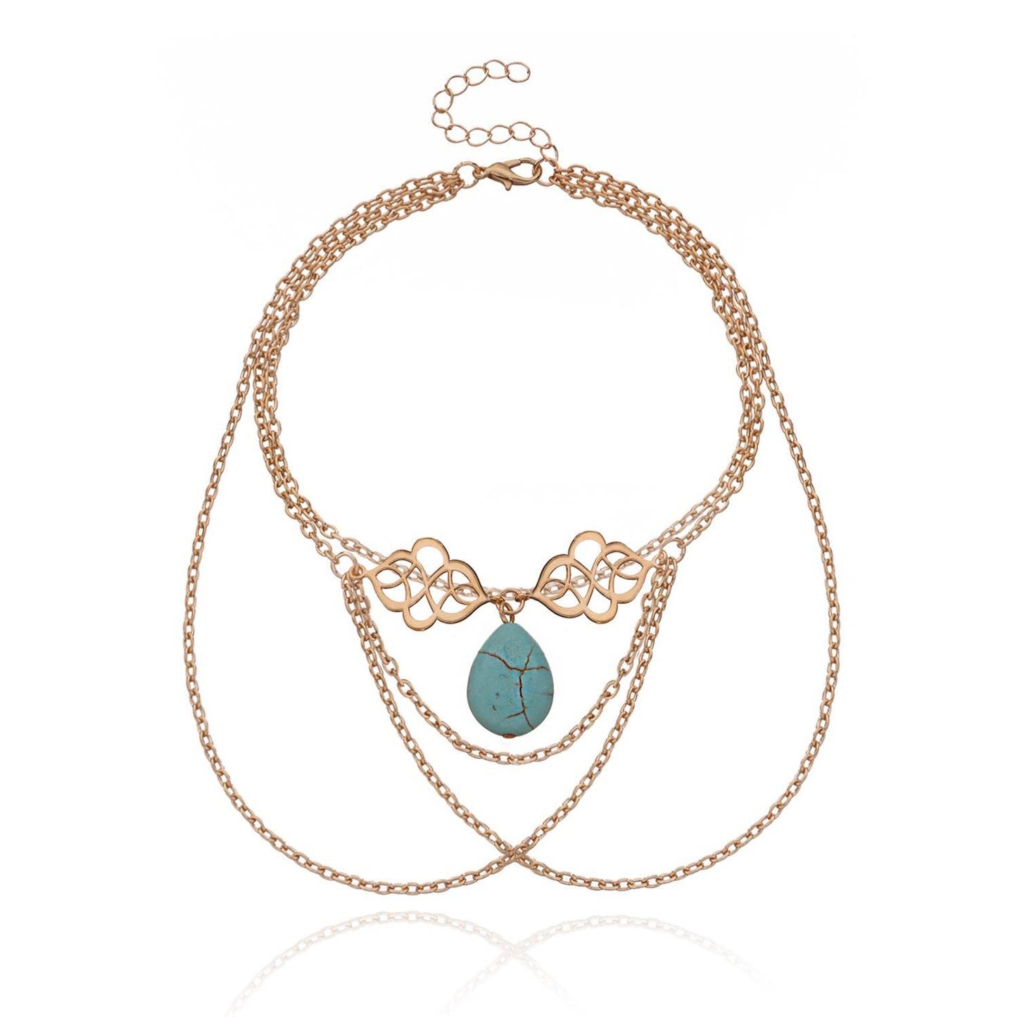 Women's Hollow-Out Auspicious Droplet Pendant Tassel Arm Chain Bracelet Jewelry