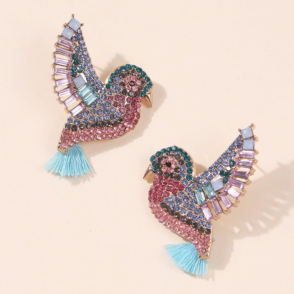 Orecchini in Lega con Perle di Strass Geometrici e Frange, Stile Dolce-Fresco, Motivo a Linee, Placcati, Gioielli di Moda da Donna