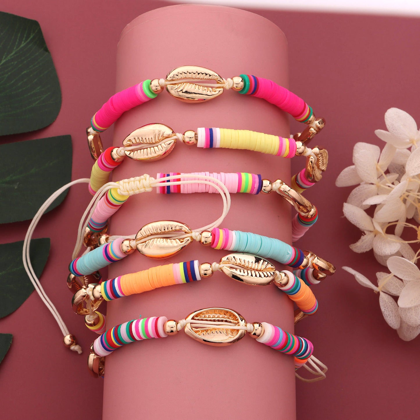 Cadena de pie con animales del zodiaco de arcilla y aleación de oro para mujer, tobillera de playa ajustable, tobillera con cuentas hecha a mano