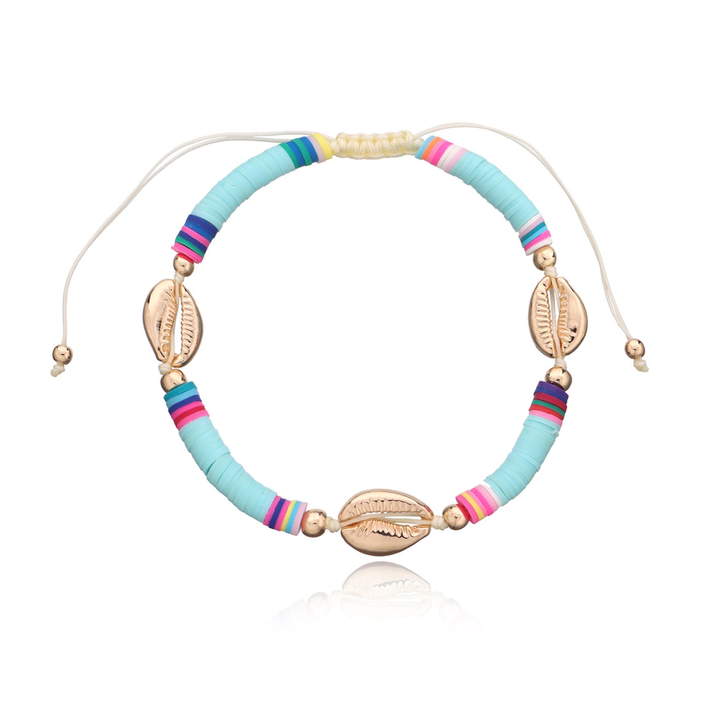 Cadena de pie con animales del zodiaco de arcilla y aleación de oro para mujer, tobillera de playa ajustable, tobillera con cuentas hecha a mano