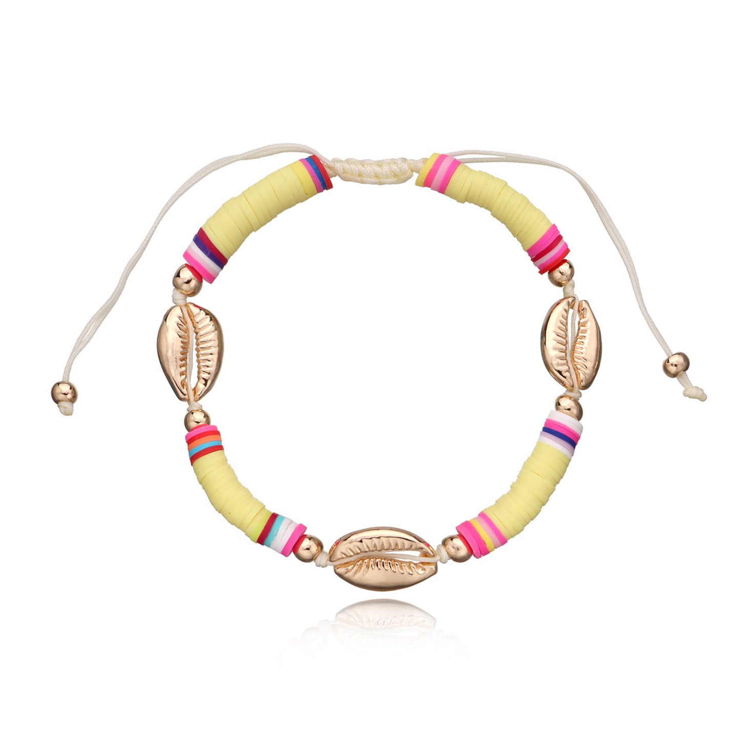 Cadena de pie con animales del zodiaco de arcilla y aleación de oro para mujer, tobillera de playa ajustable, tobillera con cuentas hecha a mano