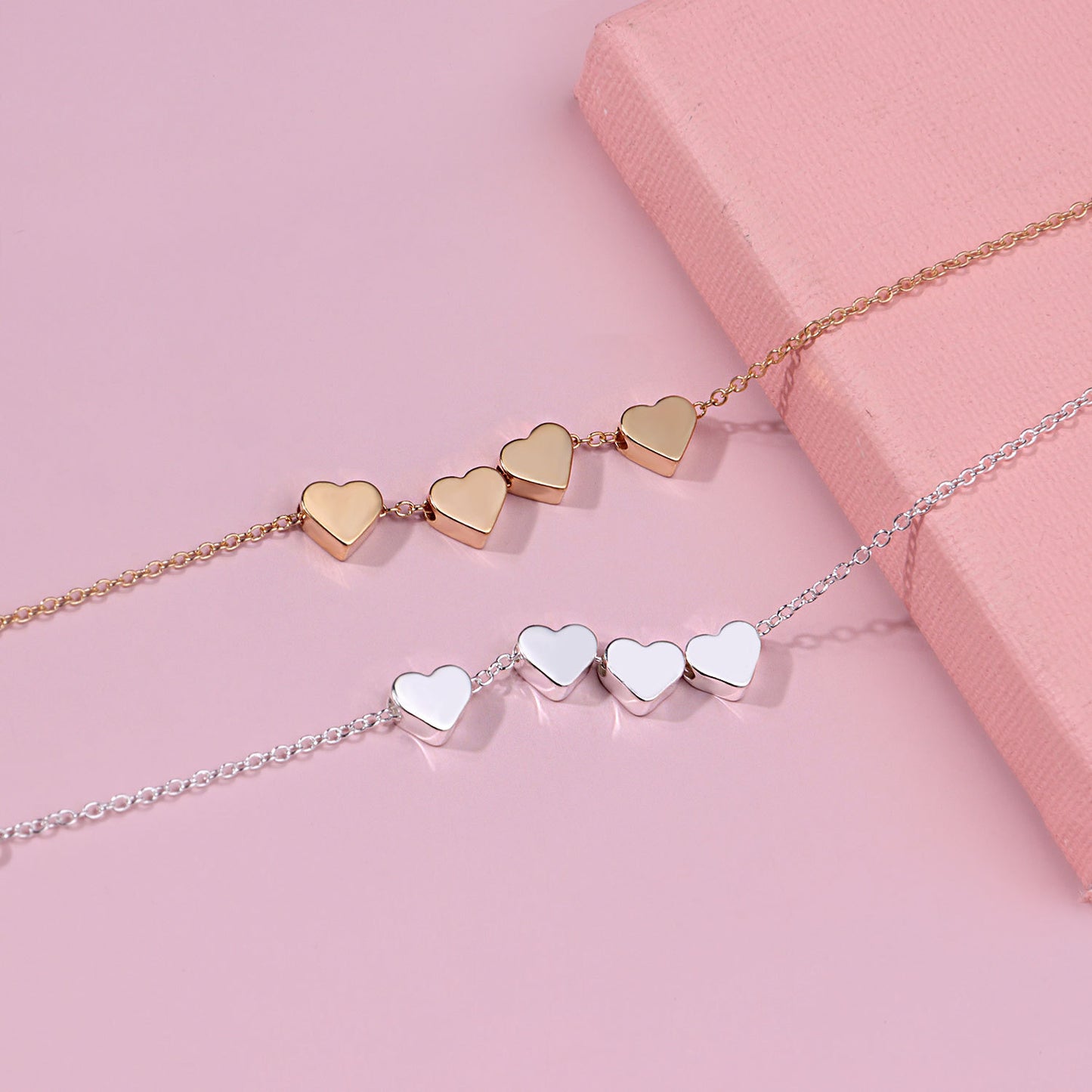 Bracciale da donna a catena Minimalista Elegante a Cuore in Lega Placcata Fai da Te con Ciondolo