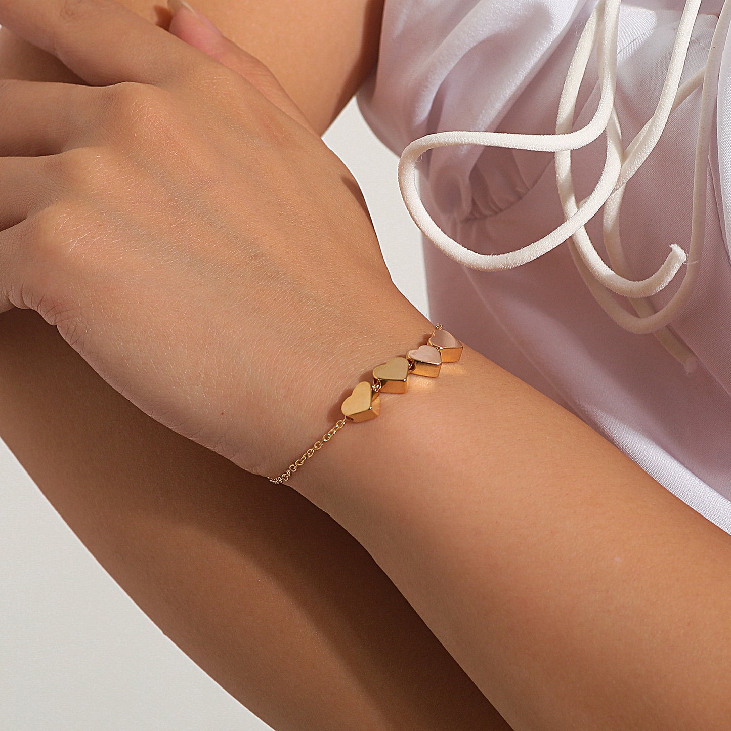Bracciale da donna a catena Minimalista Elegante a Cuore in Lega Placcata Fai da Te con Ciondolo