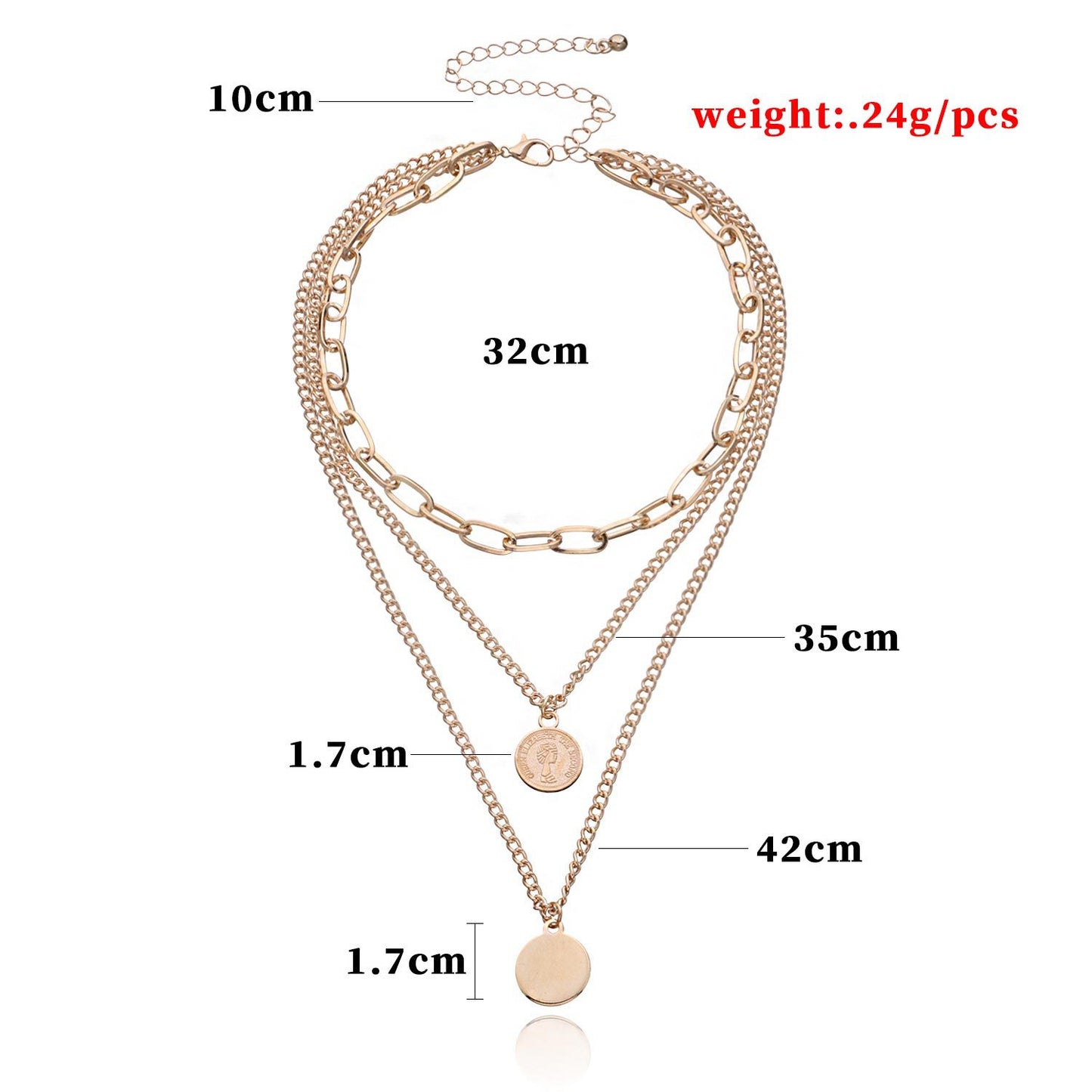 Geometric Circular Portrait Pendant Necklace for Women, Trendy Oversized Multi-Layer Thick Chain Jewelry