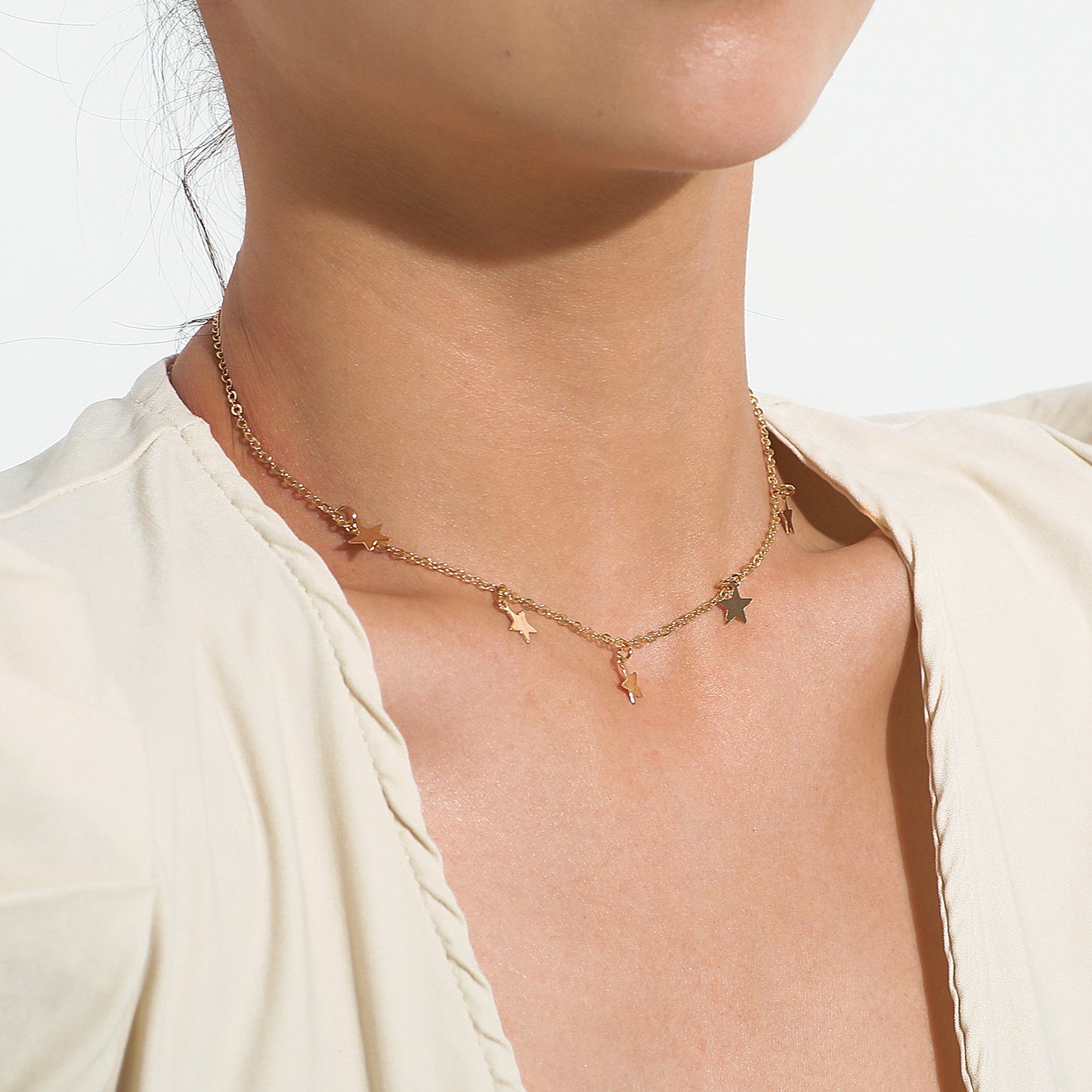 Women's Star Pendant Necklace Alloy Plated Minimalist Cross Chain Fashion Jewelry