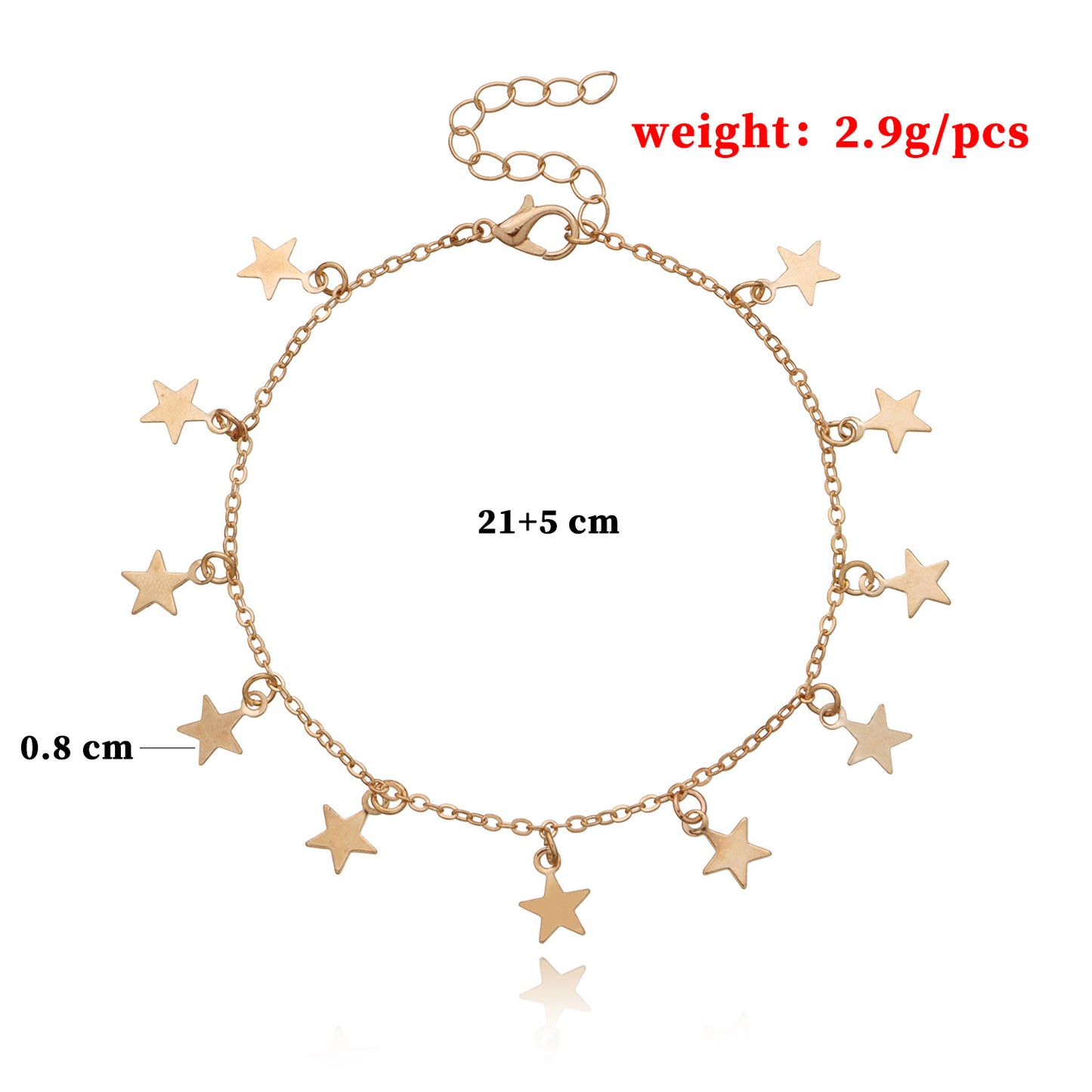 Minimalist Five-Pointed Star Adjustable Anklet Alloy