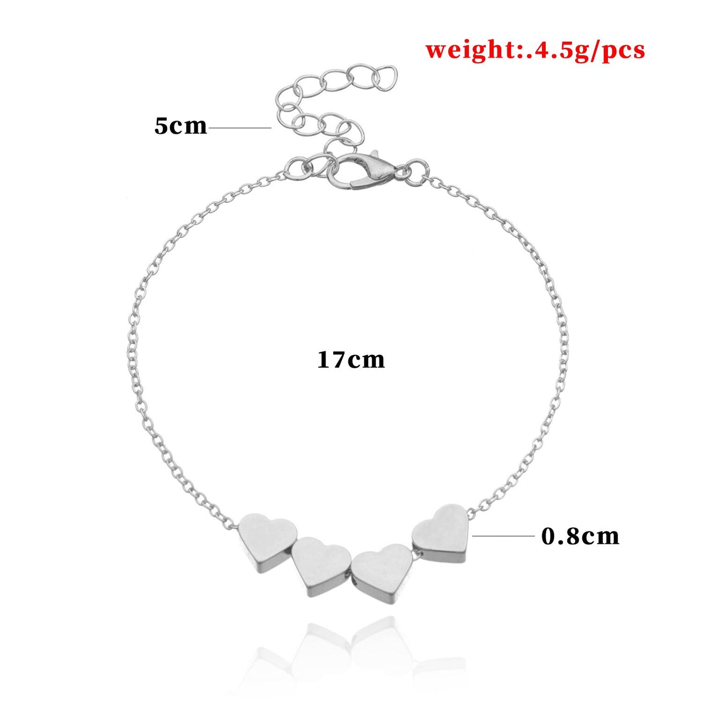 Bracciale da donna a catena Minimalista Elegante a Cuore in Lega Placcata Fai da Te con Ciondolo
