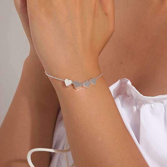 Bracciale da donna a catena Minimalista Elegante a Cuore in Lega Placcata Fai da Te con Ciondolo