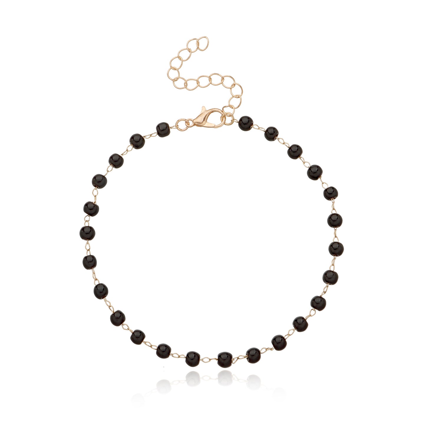 Women's Geometric Style Alloy Beach Anklet Minimalist Fashion Black Glass Bead Chain Jewelry