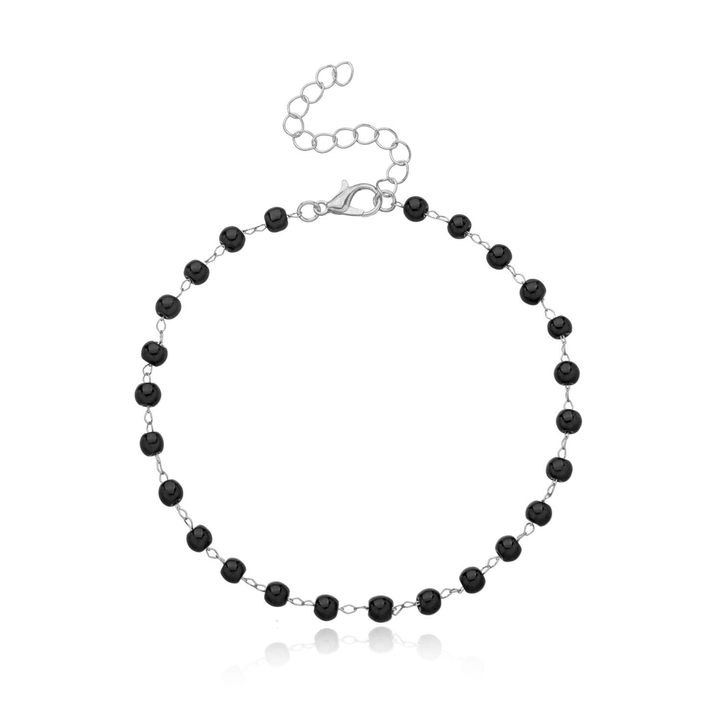 Women's Geometric Style Alloy Beach Anklet Minimalist Fashion Black Glass Bead Chain Jewelry