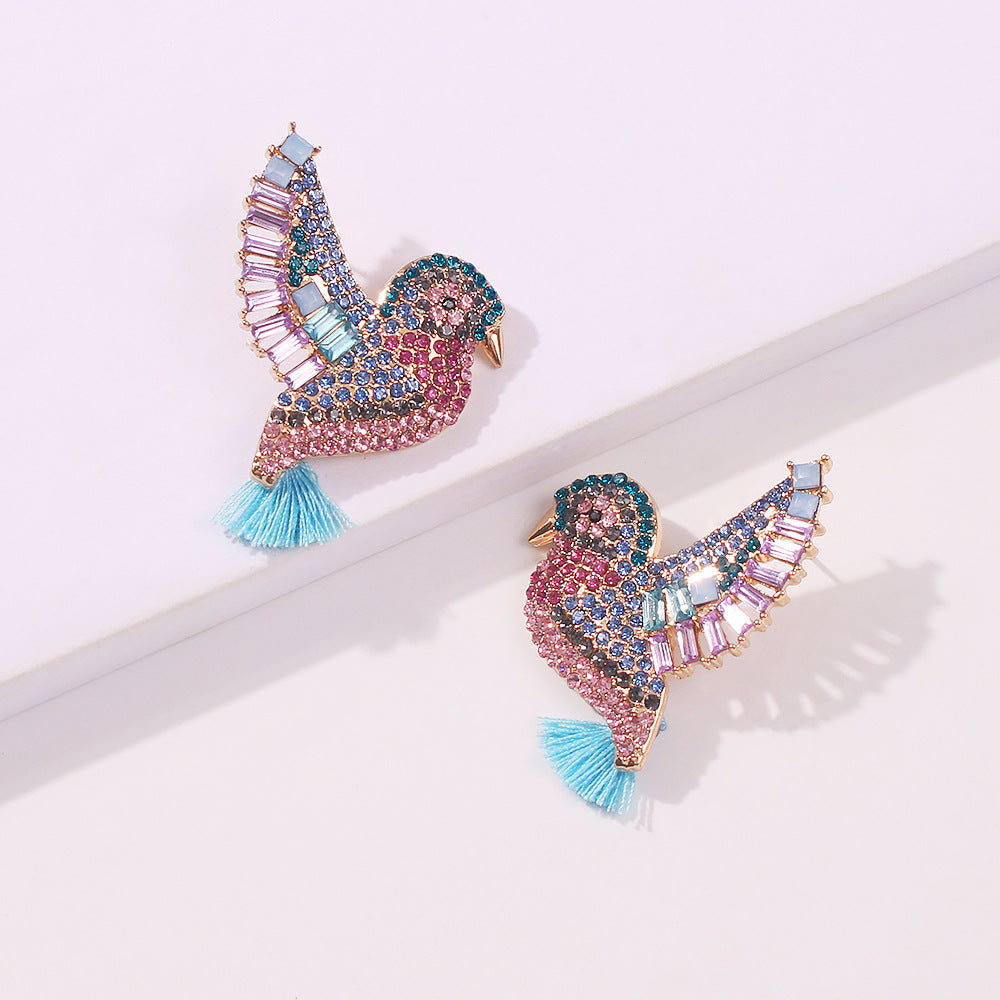 Orecchini in Lega con Perle di Strass Geometrici e Frange, Stile Dolce-Fresco, Motivo a Linee, Placcati, Gioielli di Moda da Donna