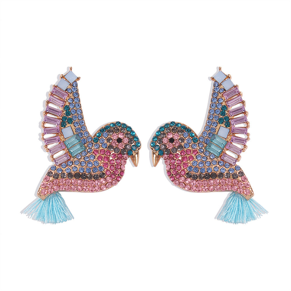 Orecchini in Lega con Perle di Strass Geometrici e Frange, Stile Dolce-Fresco, Motivo a Linee, Placcati, Gioielli di Moda da Donna
