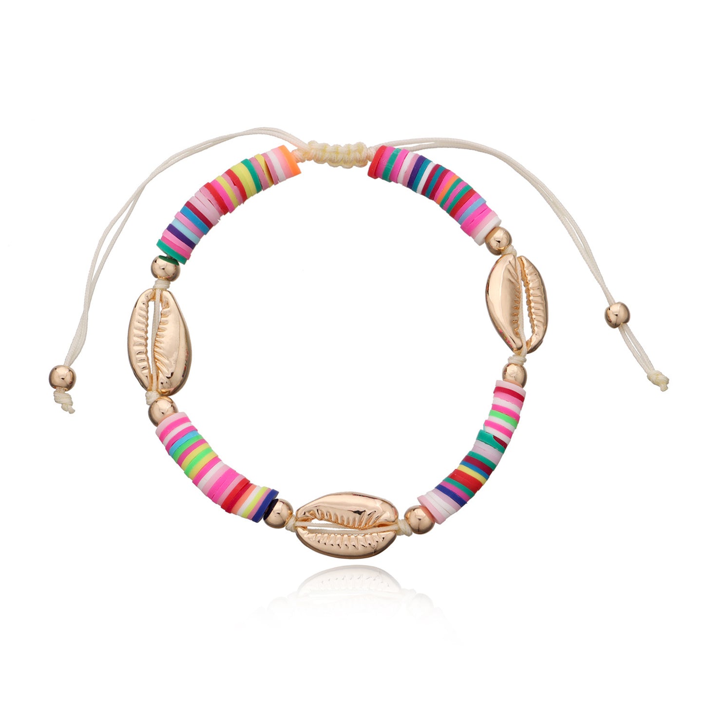 Cadena de pie con animales del zodiaco de arcilla y aleación de oro para mujer, tobillera de playa ajustable, tobillera con cuentas hecha a mano