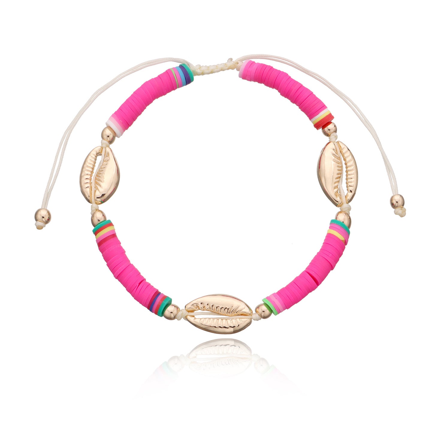 Cadena de pie con animales del zodiaco de arcilla y aleación de oro para mujer, tobillera de playa ajustable, tobillera con cuentas hecha a mano