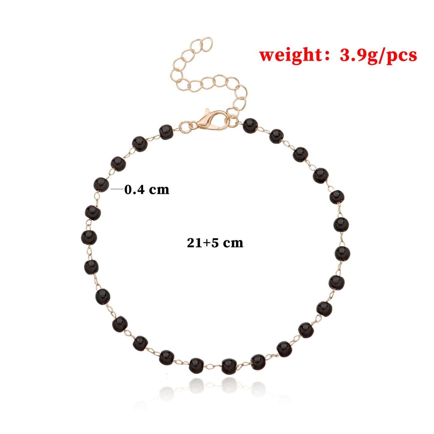 Women's Geometric Style Alloy Beach Anklet Minimalist Fashion Black Glass Bead Chain Jewelry