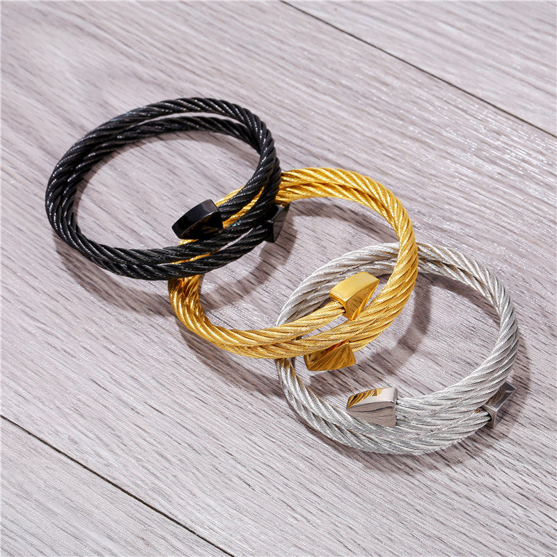 Triangle Geometric Titanium Steel Bracelet for Unisex