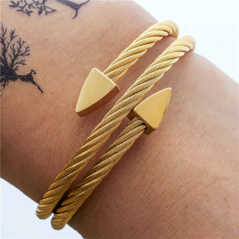 Triangle Geometric Titanium Steel Bracelet for Unisex