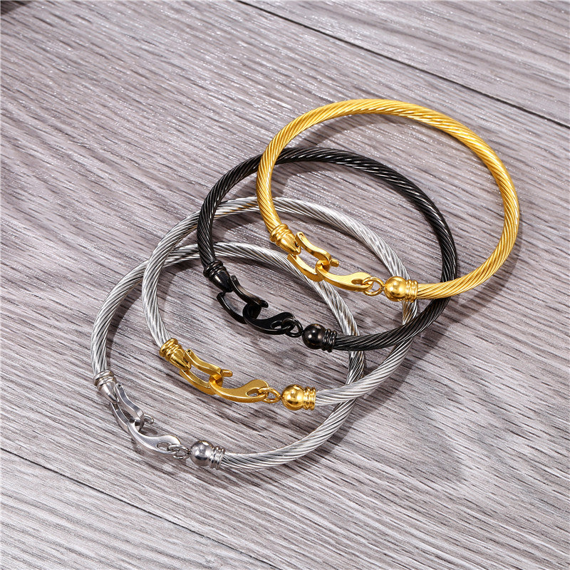 Rose Gold Plated Geometric Titanium Steel Cuff Bracelet