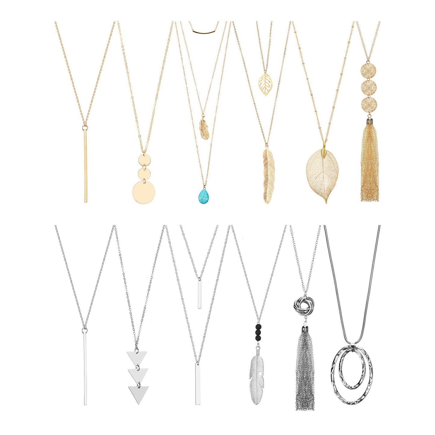 Fashion Geometric Alloy Plated Cross Chain Necklace Set for Women