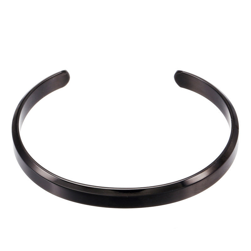 Minimalist 18K Gold Plated Geometric Titanium Steel C-Shape Open Bangle