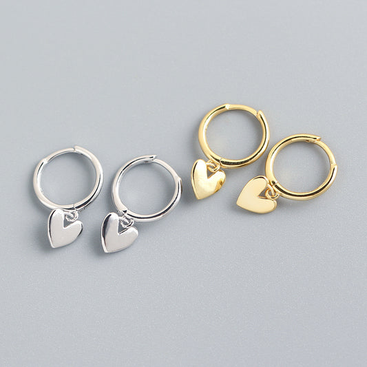 Orecchini a Cuore Placcati in Argento Sterling 925, Delicati e Minimalisti
