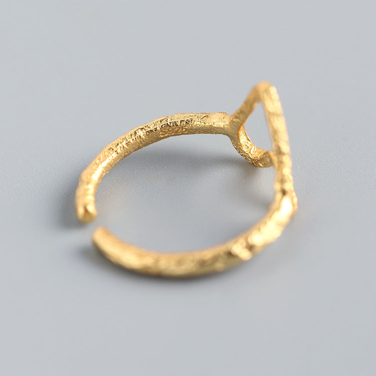 Anello aperto a forma di cuore in argento sterling S925 da donna, stile Ins, gioielli di tendenza individuali