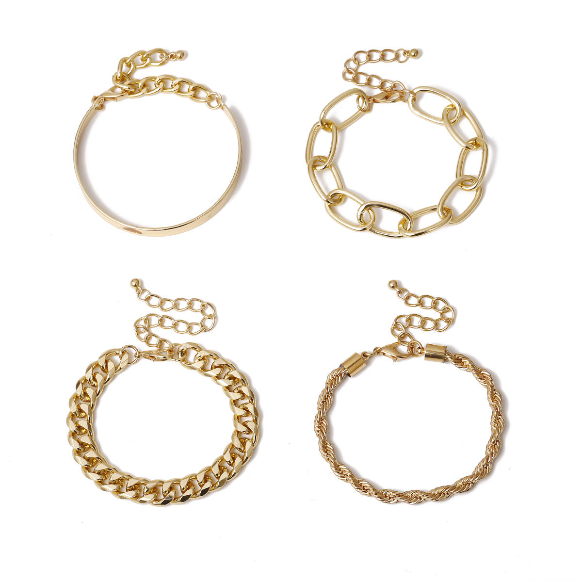 Set di braccialetti impilabili da donna in lega placcata, geometrici audaci e attorcigliati