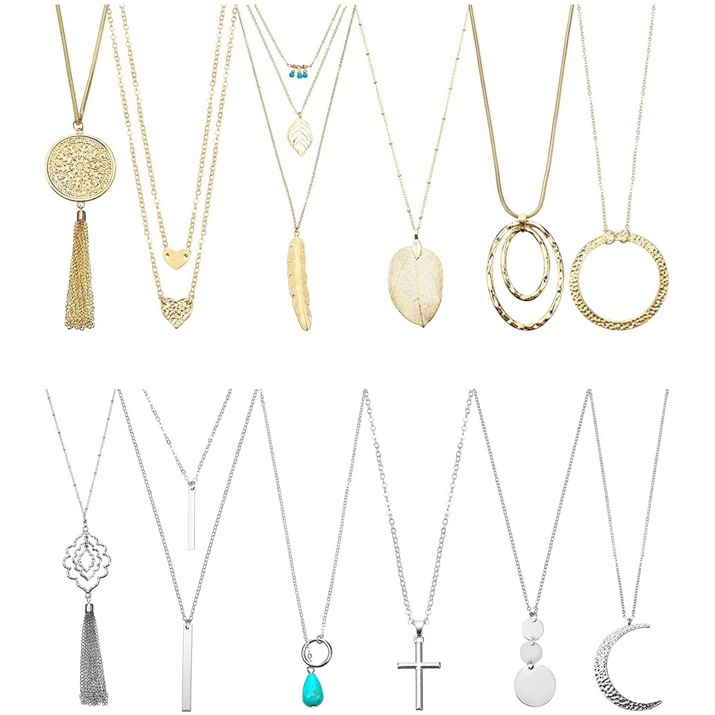 Fashion Geometric Alloy Plated Cross Chain Necklace Set for Women