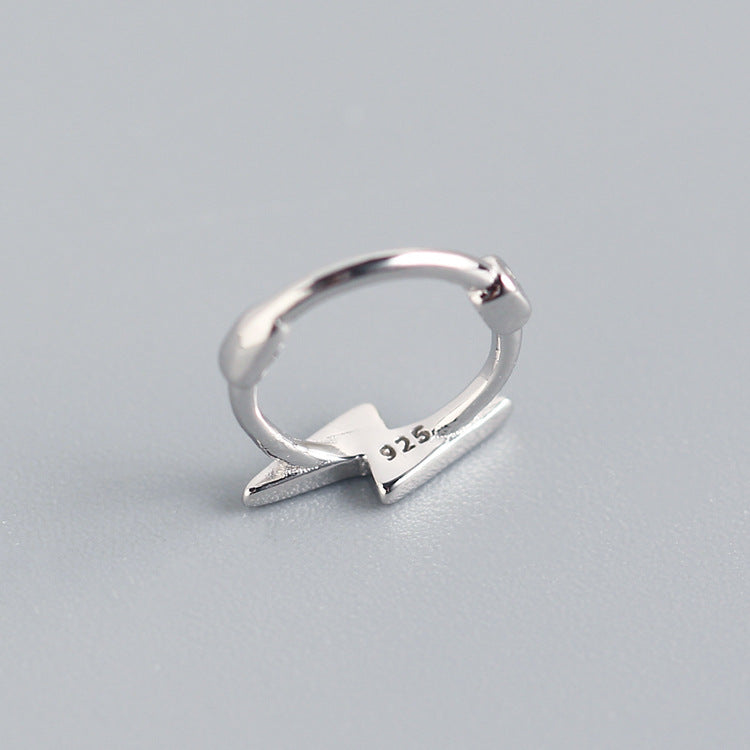 Orecchini a perno con fulmine lucido in argento sterling 925, stile minimalistico e dolce