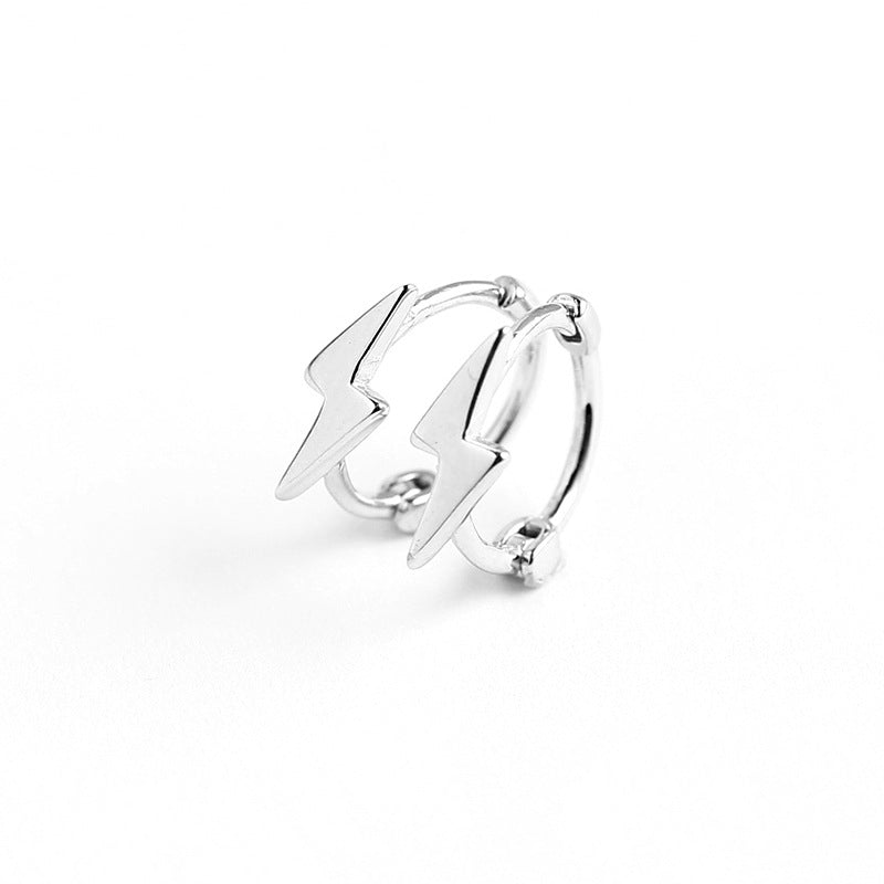 Orecchini a perno con fulmine lucido in argento sterling 925, stile minimalistico e dolce