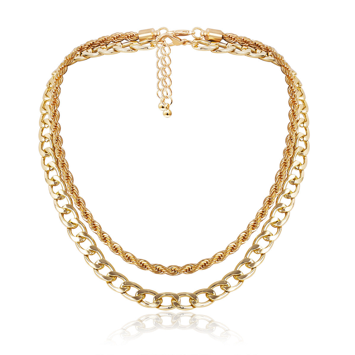 Collana Punk Minimalista Geometrica in Metallo con Catenina a Maglie per Donna