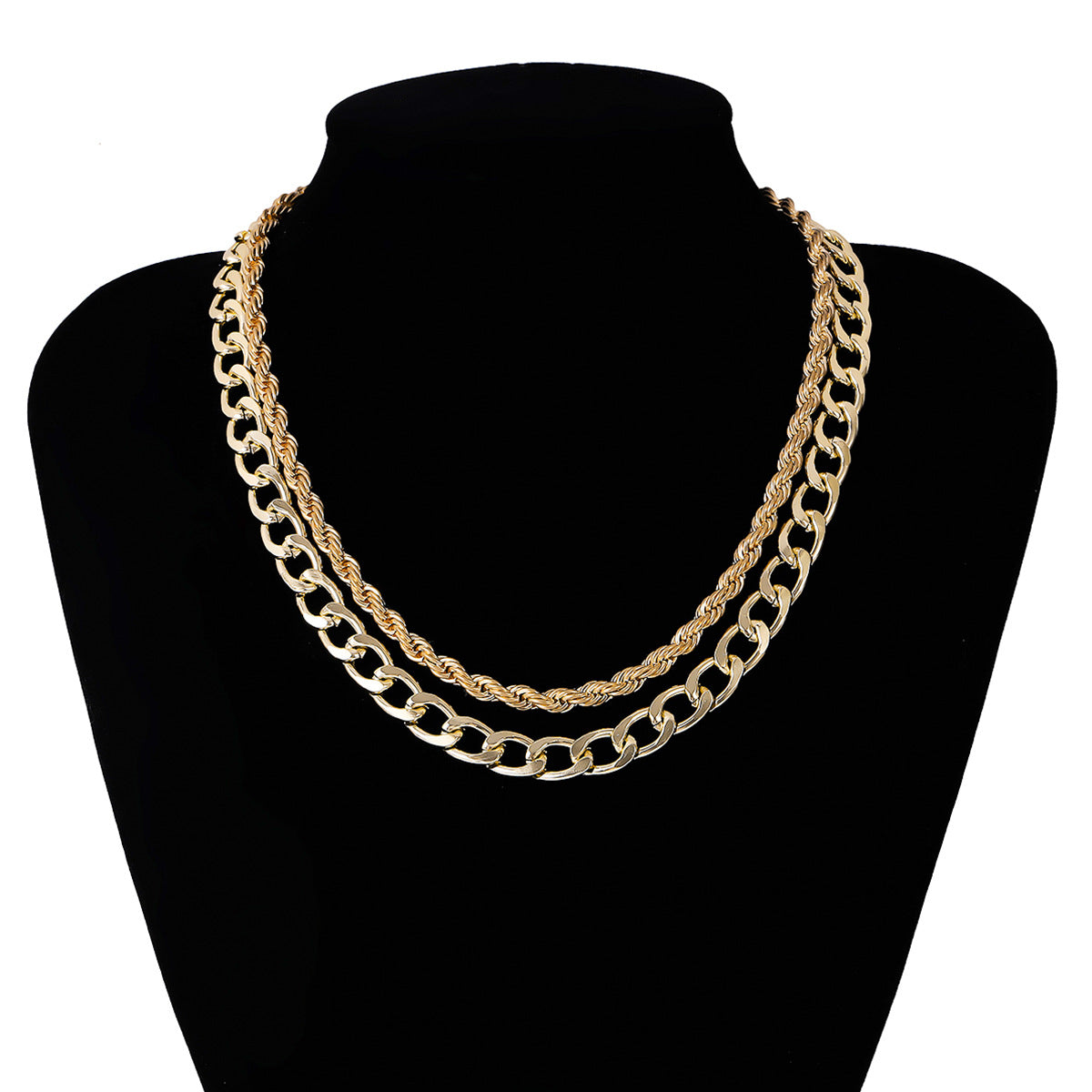 Collana Punk Minimalista Geometrica in Metallo con Catenina a Maglie per Donna
