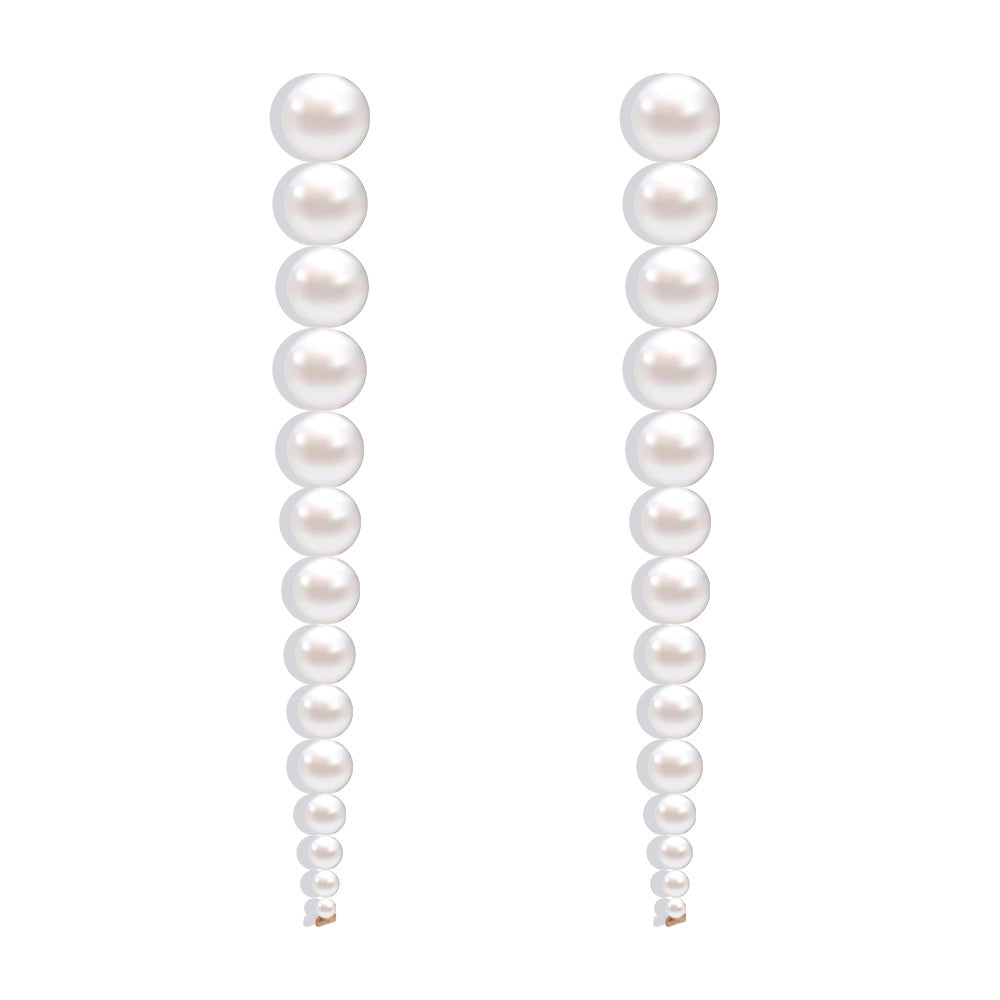 Pendientes de Perlas Geométricos para Mujer, Estilo Dulce-Genial, Aretes de Acero Inoxidable Hechos a Mano con Patrón de Líneas, Joyería Minimalista para Personas a la Moda