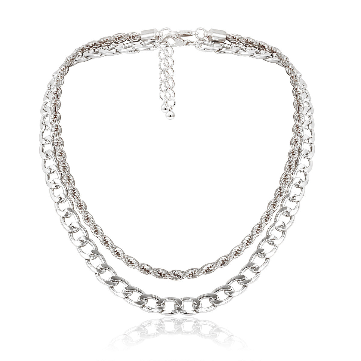 Collana Punk Minimalista Geometrica in Metallo con Catenina a Maglie per Donna