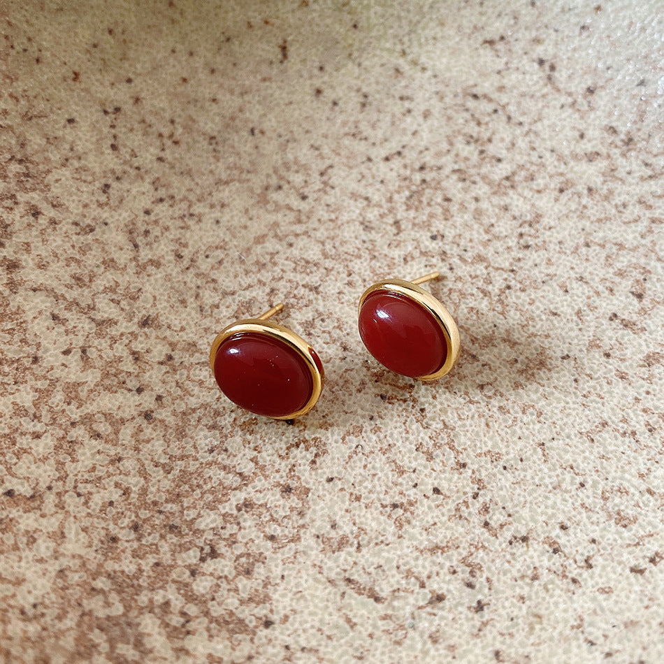 Pendientes Minimalistas de Agata con Forma de Gota y Plata de Ley 925