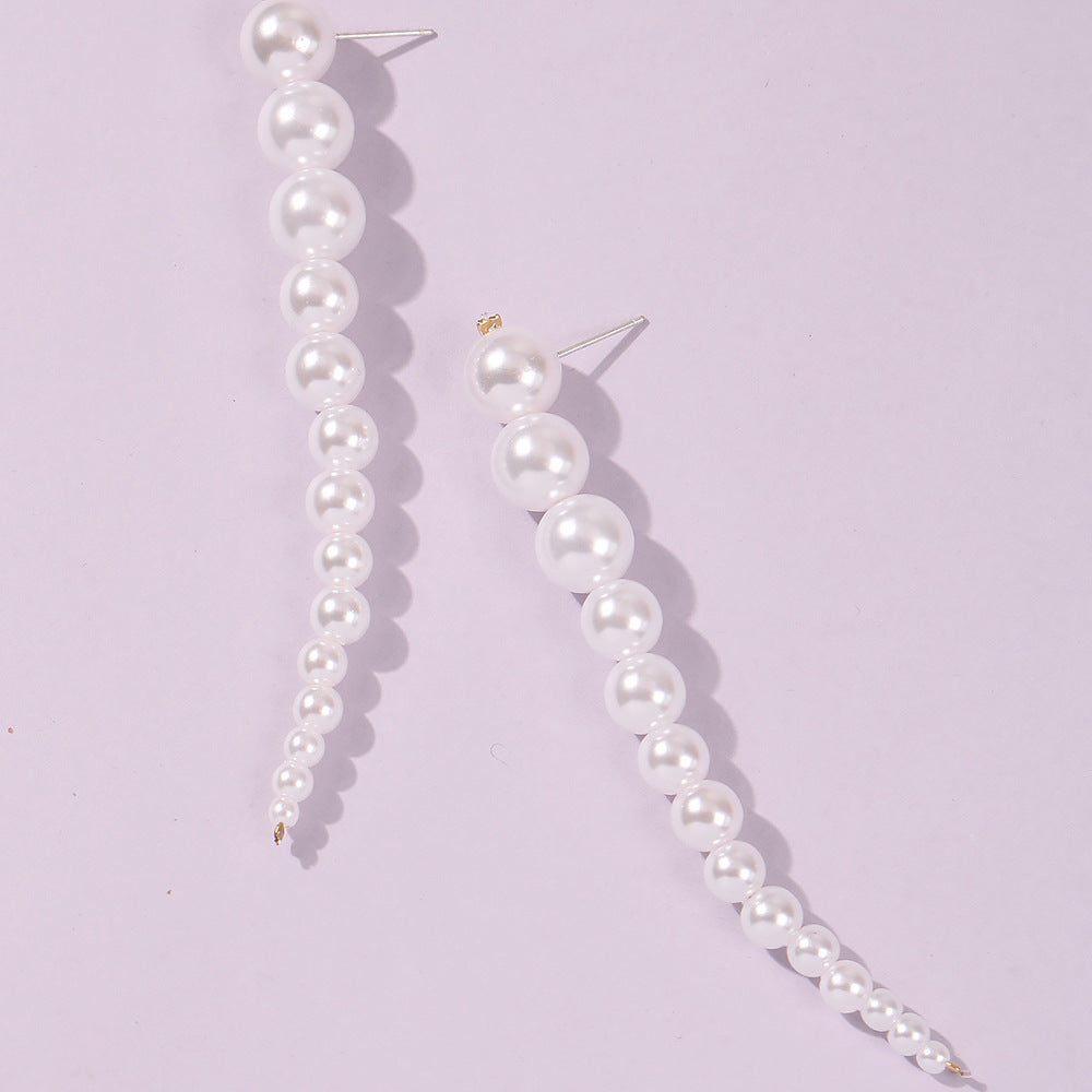 Pendientes de Perlas Geométricos para Mujer, Estilo Dulce-Genial, Aretes de Acero Inoxidable Hechos a Mano con Patrón de Líneas, Joyería Minimalista para Personas a la Moda
