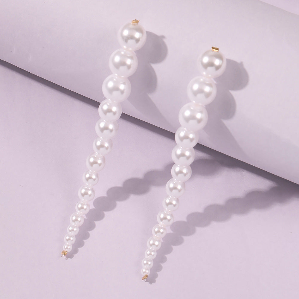 Pendientes de Perlas Geométricos para Mujer, Estilo Dulce-Genial, Aretes de Acero Inoxidable Hechos a Mano con Patrón de Líneas, Joyería Minimalista para Personas a la Moda