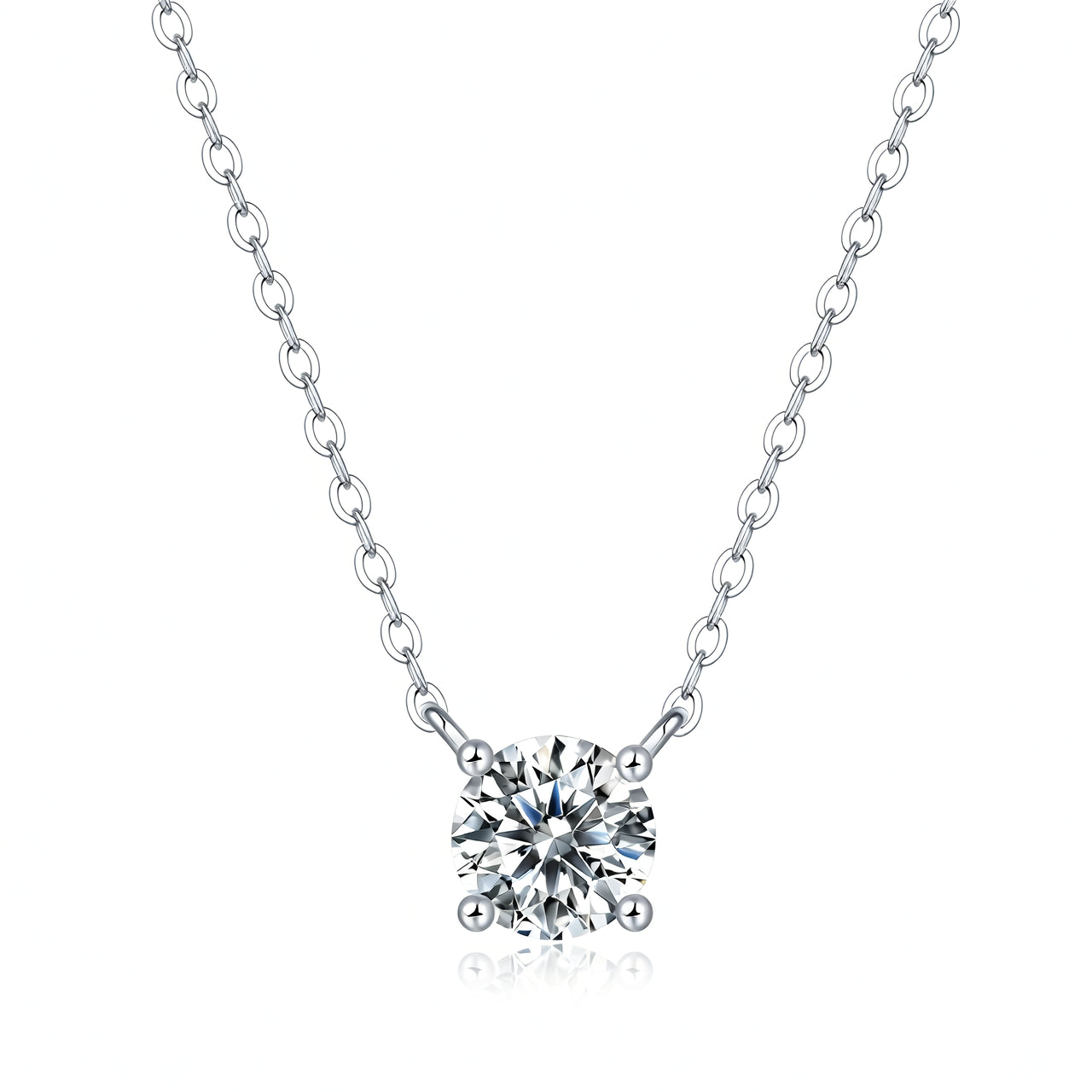 Collana pendente da donna con moissanite rotonda geometrica placcata oro 18 carati in argento sterling 925 con griffe, stile OL di moda