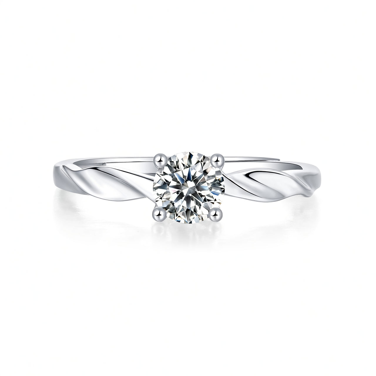 Anello Mobius geometrico placcato oro 18K in argento sterling S925 stile dolce con intarsio di moissanite per coppie
