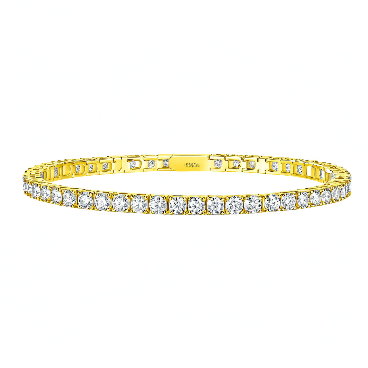 Pulsera de tenis de moissanita geométrica gruesa de oro de 18 quilates chapada en plata de ley 925 de moda OL para mujer