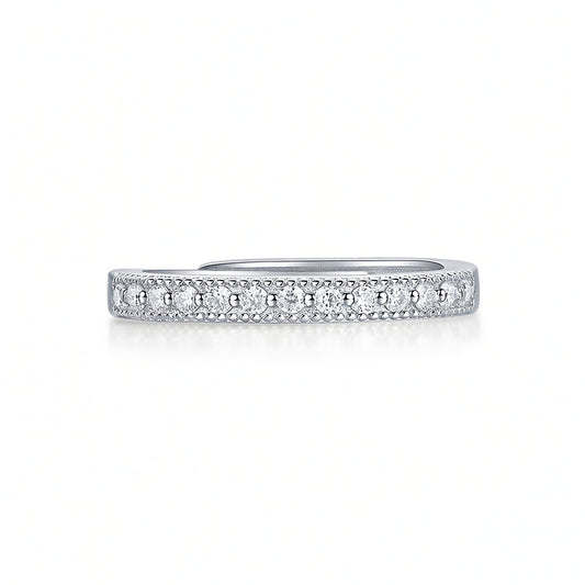 Sweet Geometric 925 Sterling Silver Ring with 18K Gold Plating and Micro-Set Moissanite
