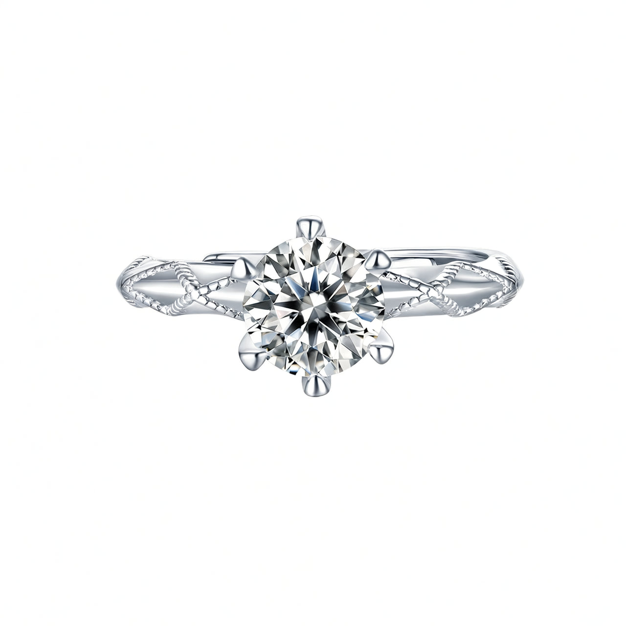 Anillo geométrico grueso de plata esterlina 925 con baño de oro de 18K y moissanita incrustada con textura trenzada, estilo dulce, para mujer