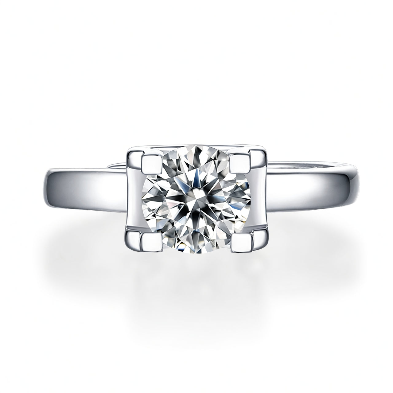 Sweet Style 925 Sterling Silver Round Geometric Bull Head Ring with Moissanite Inlay and 18K Gold Plating for Women
