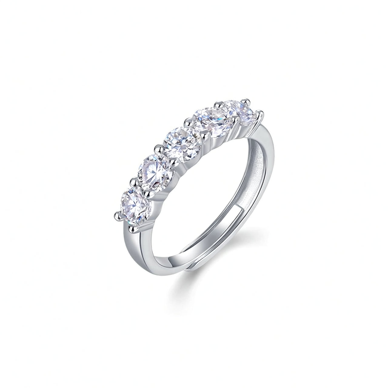 Anello da donna casual alla moda con geometria in argento sterling 925 placcato oro 18 carati con moissanite a fila