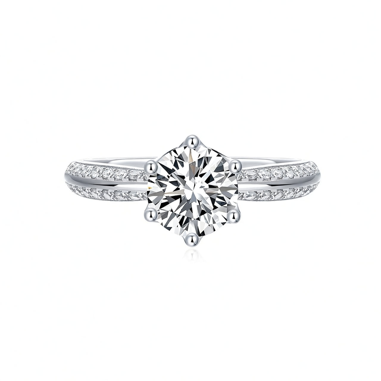 Anello da donna in argento sterling 925, design geometrico, placcato in oro 18 carati con intarsio di moissanite