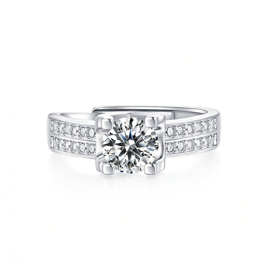Anello da donna di lusso in argento sterling 925 placcato oro 18 carati con moissanite a testa di toro geometrica