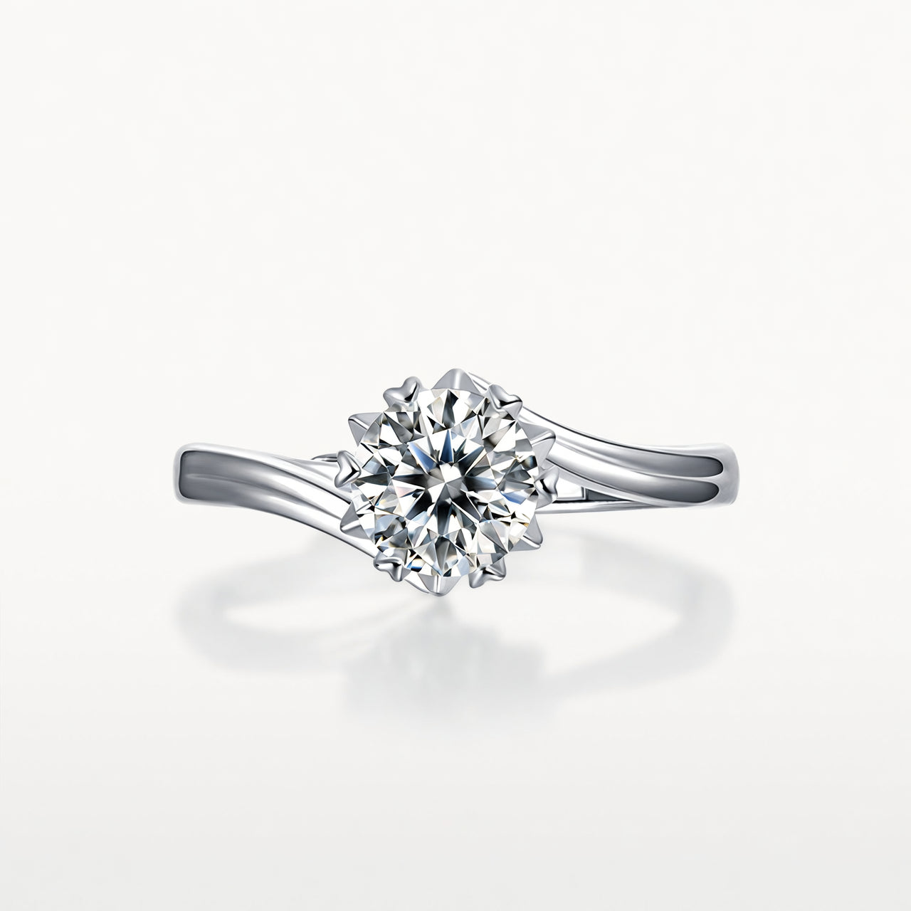Anello in Argento Sterling 925 Stile Ins con Fiocco di Neve, Stella, Intarsio in Moissanite e Placcatura in Oro 18K da Donna
