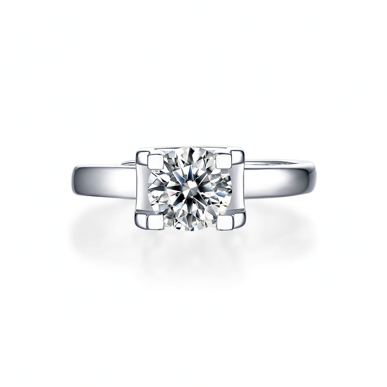 Sweet Style 925 Sterling Silver Round Geometric Bull Head Ring with Moissanite Inlay and 18K Gold Plating for Women