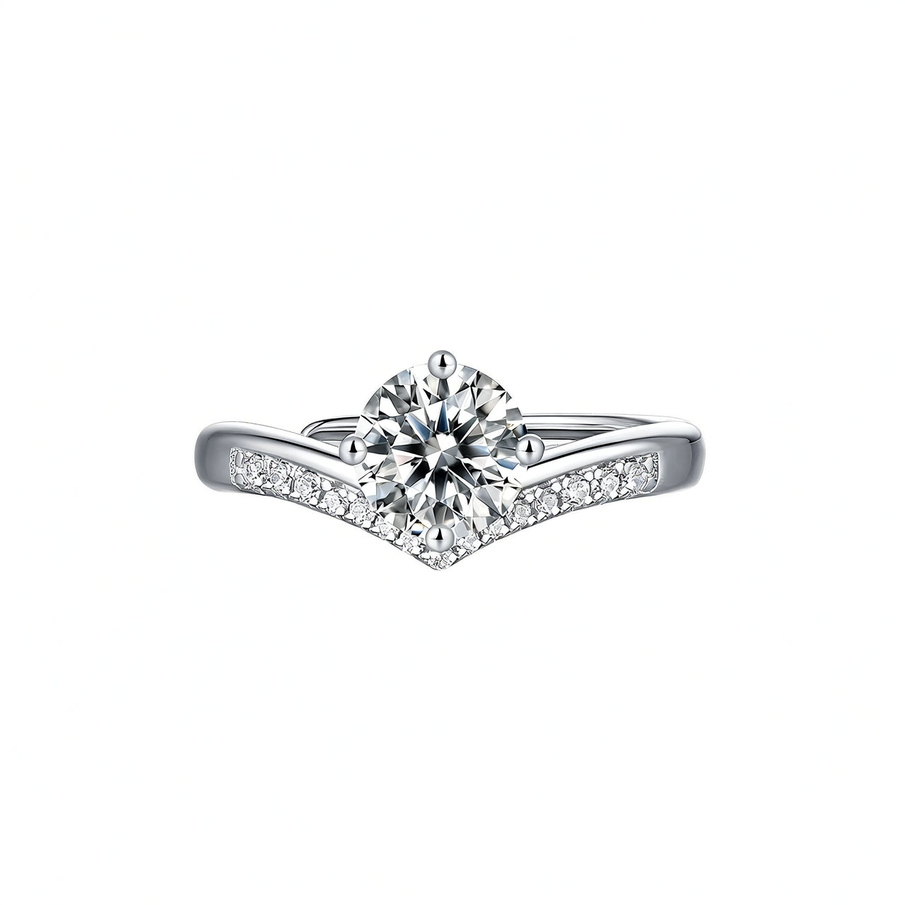 Anillo de corona de princesa de lujo con incrustaciones de moissanita redonda, plata de ley 925, chapado en oro de 18 quilates
