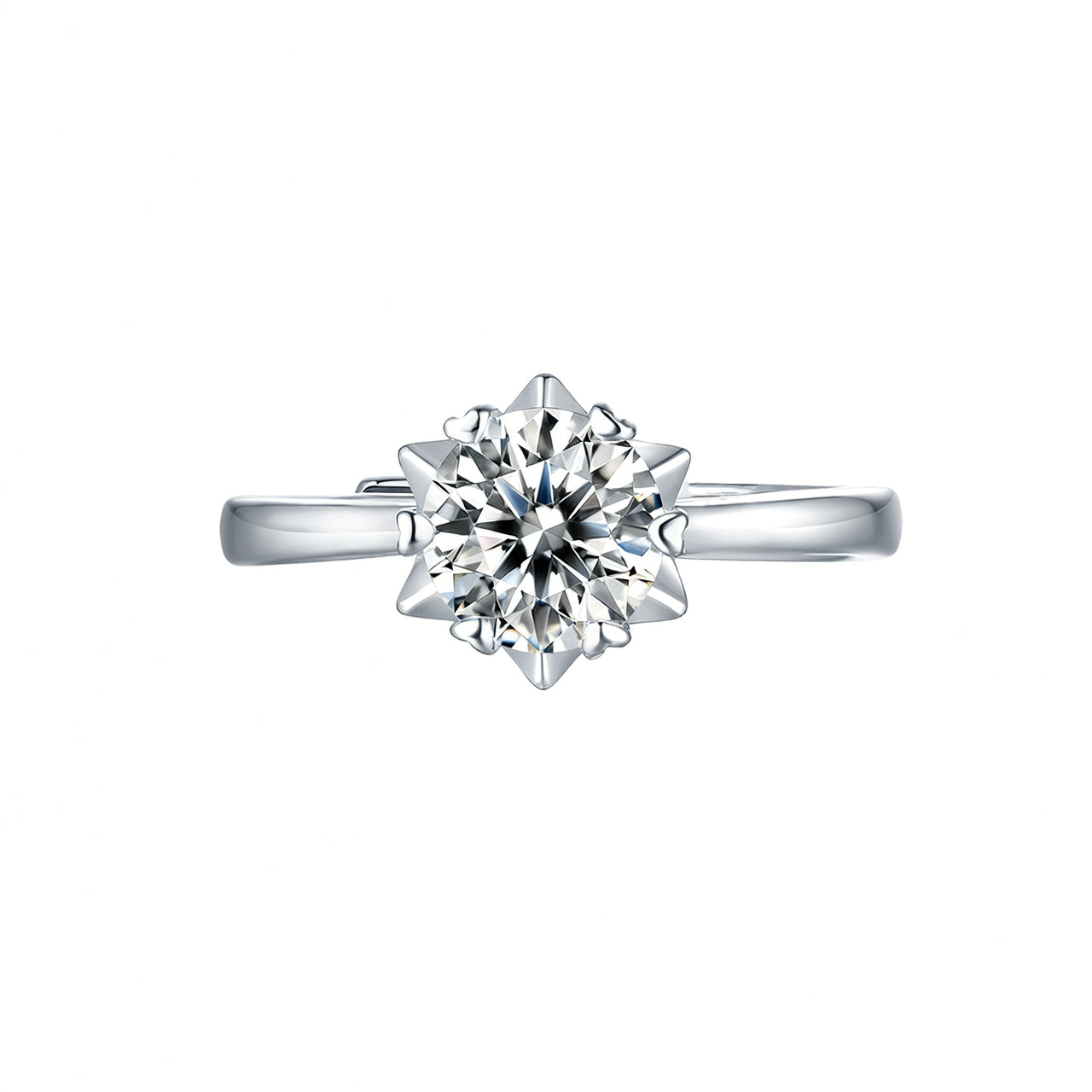 Sweet Style 925 Sterling Silver Moissanite Starburst Geometric Ring with 18K Gold Plating for Women